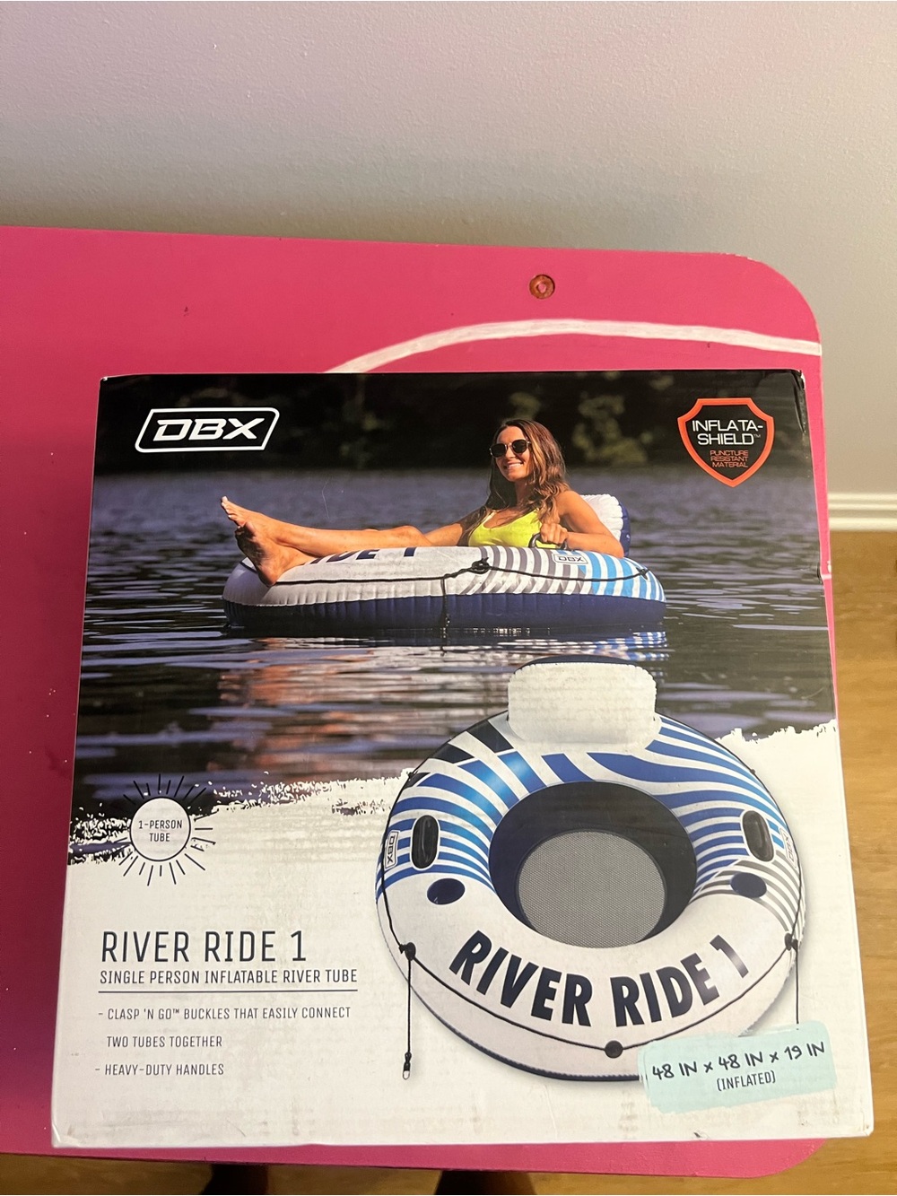 NWT River Ride Inflatable River Tube - Blue & White